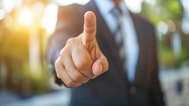 Motivational concept  businessman pointing finger directly at viewer for encouragement
