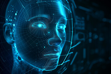 face robot artificial intelligence digital technology background