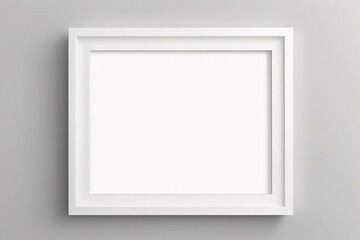 Lienzo blanco vacío con marco decorativo sobre una maqueta de fondo blanco
