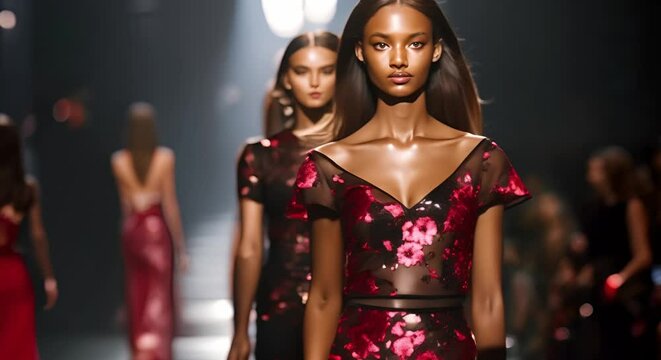 Models strutting on catwalk at fashion show in a runway photo . Concept Fashion Show, Catwalk Modeling, Runway Photoshoot, Model Poses, High Fashion Glamour