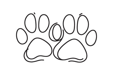animal paw print, graphic illustration, one line