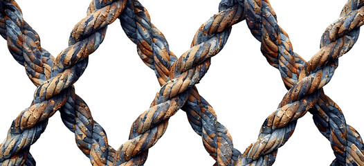  A fragment of various knots from large sea ropes,Generated by AI