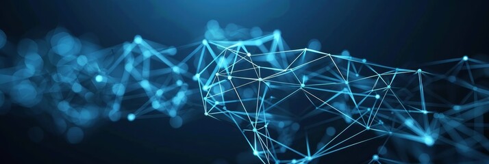 Interconnected dots on vibrant blue background  abstract representation of communication
