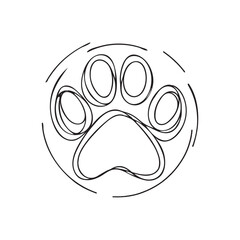 animal paw print, graphic illustration, one line