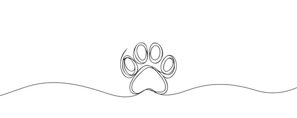 animal paw print, graphic illustration, one line © Hanna