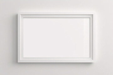 Lienzo blanco vacío con marco decorativo sobre una maqueta de fondo blanco