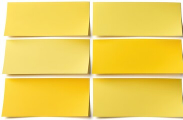 A set of blank yellow adhesive notes isolated on white background.