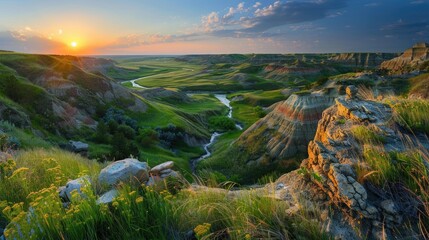 National Park: A Scenic View of Prairie Grass Hills