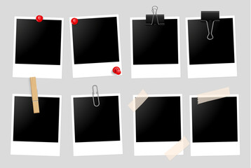 polaroids all types pin, metal clip, binder, clothespin, tape