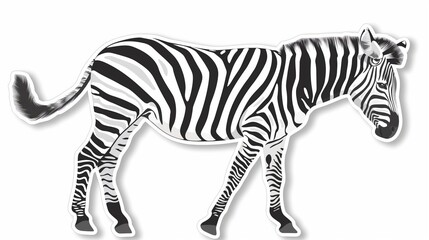 Side View of a Zebra on a White Background, I