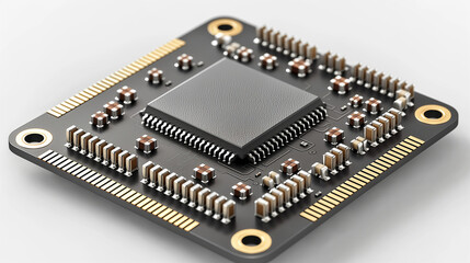 A black electronic component with gold and silver parts