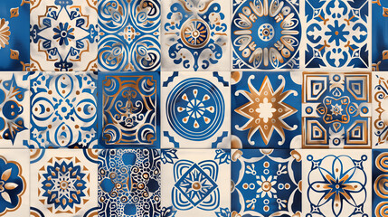 Vibrant Collection of Portuguese Azulejo Tiles with Intricate Patterns
