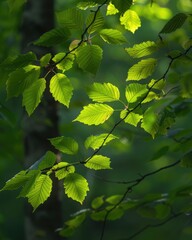 Fototapeta premium Single American Beech Tree with Lush Green Foliage in Summer Nature