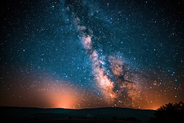 Fototapeta premium A night sky filled with numerous stars, showcasing the vastness of the universe and the beauty of the Milky Way galaxy