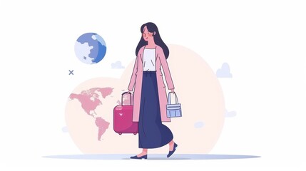 Travel vector template design - lets go travel around the world and explore exciting destinations