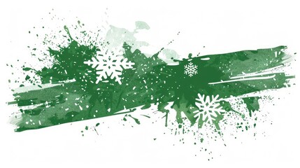 Shop the Green Monday Sale! Green Grunge Brush with Snowflake Effect Discount Promotion Design