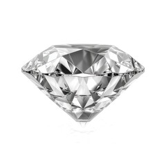 Realistic Shining Diamond Jewel on White Background. Precious Luxury Gemstone Crystal for