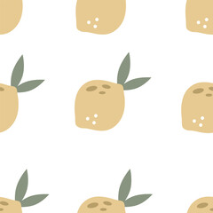 Seamless pattern with cartoon lemons. vector flat style. hand drawing. design for fabric, textile, print, wrapper