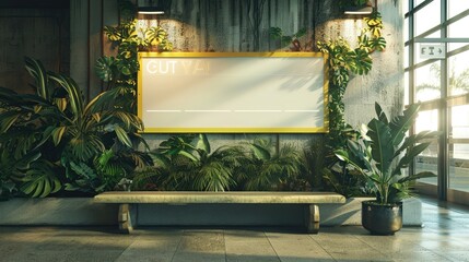 Blank mockup of a natureinspired airport taxi stand sign with earthy tones and natural materials