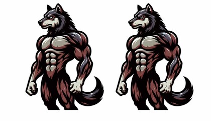 The muscular wolf proudly exhibits its loyalty to its pack. - obrazy, fototapety, plakaty