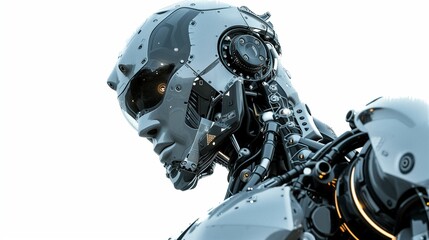 Fototapeta premium robot on a white background close-up