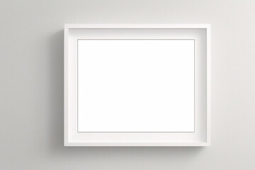 Fototapeta premium Realistischer leerer rechteckiger weißer Rahmen mit Passepartout auf grauem Hintergrund, Rand für Ihr kreatives Projekt, Mock-up-Muster, Vektordesignobjekt