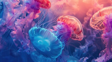 Textured abstract background of close up jellyfish.