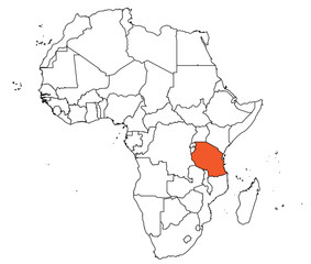 Outline of the map of Tanzania