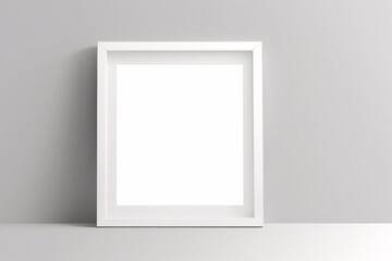 Realistischer leerer rechteckiger wei&szlig;er Rahmen mit Passepartout auf grauem Hintergrund, Rand f&uuml;r Ihr kreatives Projekt, Mock-up-Muster, Vektordesignobjekt