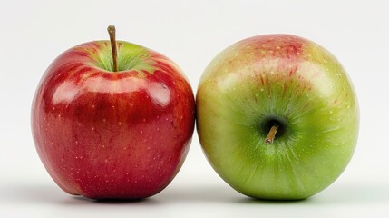 Isolated Double Apple Pair: Red and Green Mixed Fruit