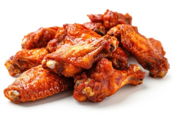 Isolated Buffalo Wings on White. Delicious Close-up of Bar-B-Q Chicken Wings 