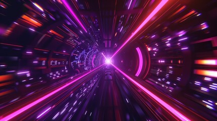 Obraz premium Hyper Jump through Space. Abstract 3D Illustration of Hyperspace Travel with Light Speed and Warp