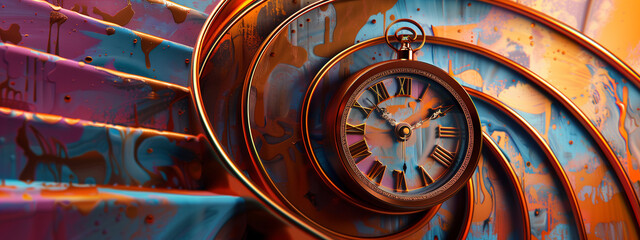 Time takes on a psychedelic form with a mesmerizing clock, its vibrant colors and abstract patterns creating an unconventional and mind-bending rusty experience.