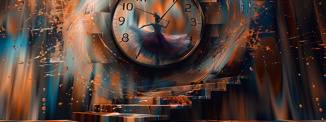 Time takes on a psychedelic form with a mesmerizing clock with a ballerina, its vibrant colors and abstract patterns creating an unconventional and mind-bending experience.