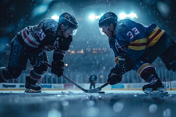 Hockey face-off captured in crisp detail