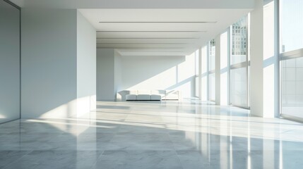 Fototapeta premium Minimalist white interior empty room decoration style, AI generated image.