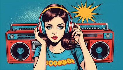 Illustrate a pop art girl with a retro style boomb upscaled 5