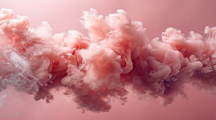  A group of white and pink smoke particles float against a pink backdrop with a subtle light pink gradient