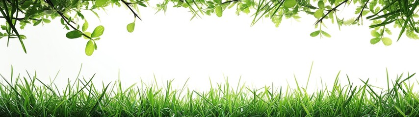 lush green foliage frame border on white background