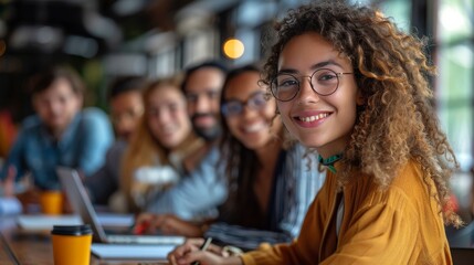 Obraz premium Smiling Woman Wearing Glasses