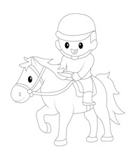 cute horse coloring page for kids and adults coloring book page black and white 