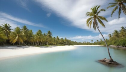 A tranquil lagoon surrounded by swaying palm trees upscaled 2