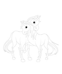 cute horse coloring page for kids and adults coloring book page black and white 