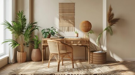 Home mockup, a home office with a boho vibe