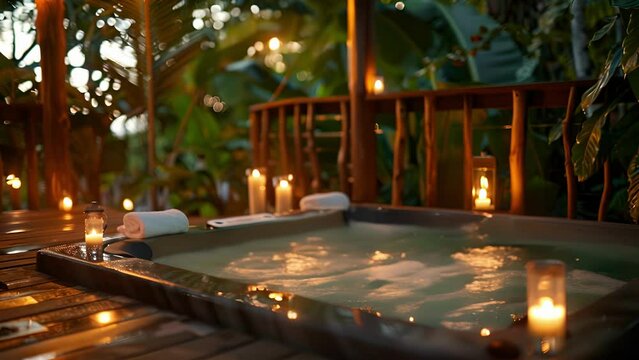 Unwind in the outdoor jacuzzi situated on the bungalows deck and feel your worries melt away. .