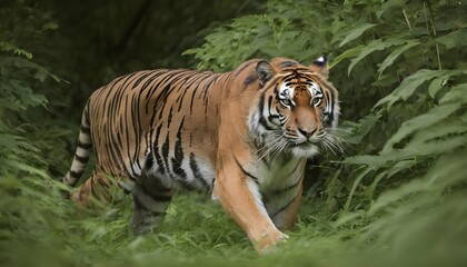 A majestic tiger prowling through the dense underg upscaled 2