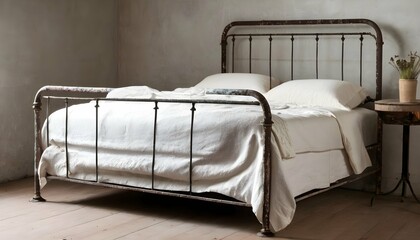 A vintage iron bed frame with a distressed finish upscaled 4