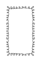 Hand drawn rectangular vertical empty frame. Simple doodle vector illustration for decor and design.
