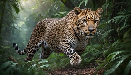 A leopard icon prowling through the jungle upscaled 3