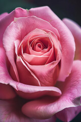 Detailed view of a pink rose flower in full bloom, showcasing its delicate petals and vibrant color